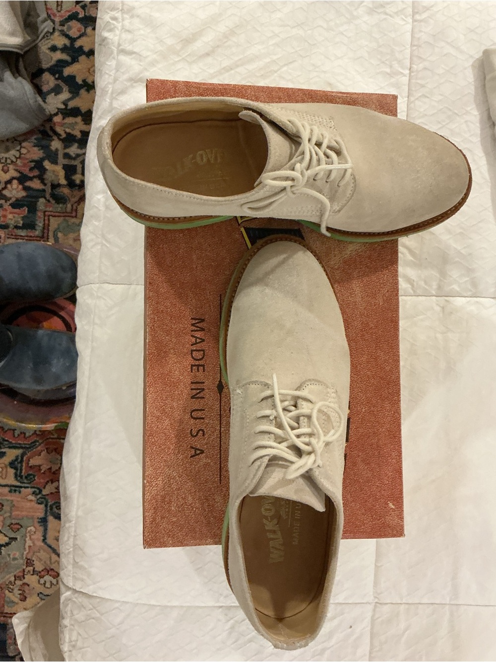 Men's Cream Suede Derby Shoes by Walk Over 8